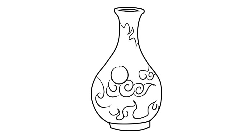 青花瓷花瓶简单简笔画图片